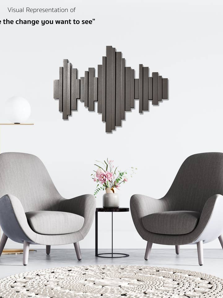 "Be the change you want to see" - Modern Soundwave Art for wholesale by Clia Creations