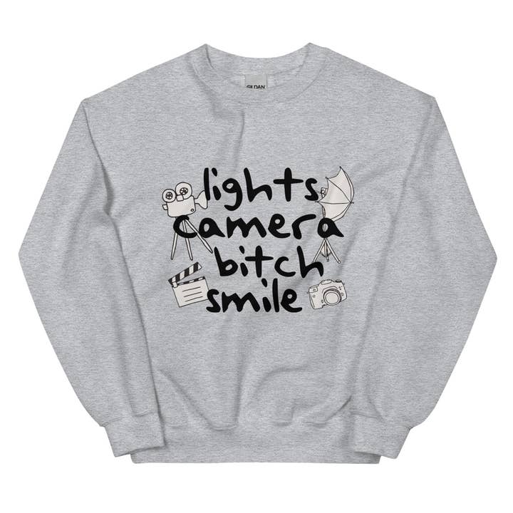 Camisola Lights Camera Bitch Smile por atacado de Chronic Crafts