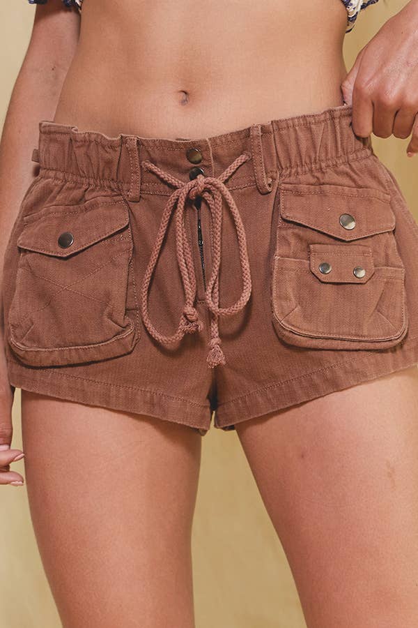 BUCKETLIST INC - Wholesale Shorts - Women's - IP5361 Cargo Style Utility Slouchy Solid Shorts20
