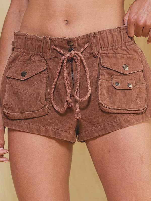 BUCKETLIST - Wholesale Shorts – Women’s - IP5361 Cargo Style Utility Slouchy Solid Shorts20