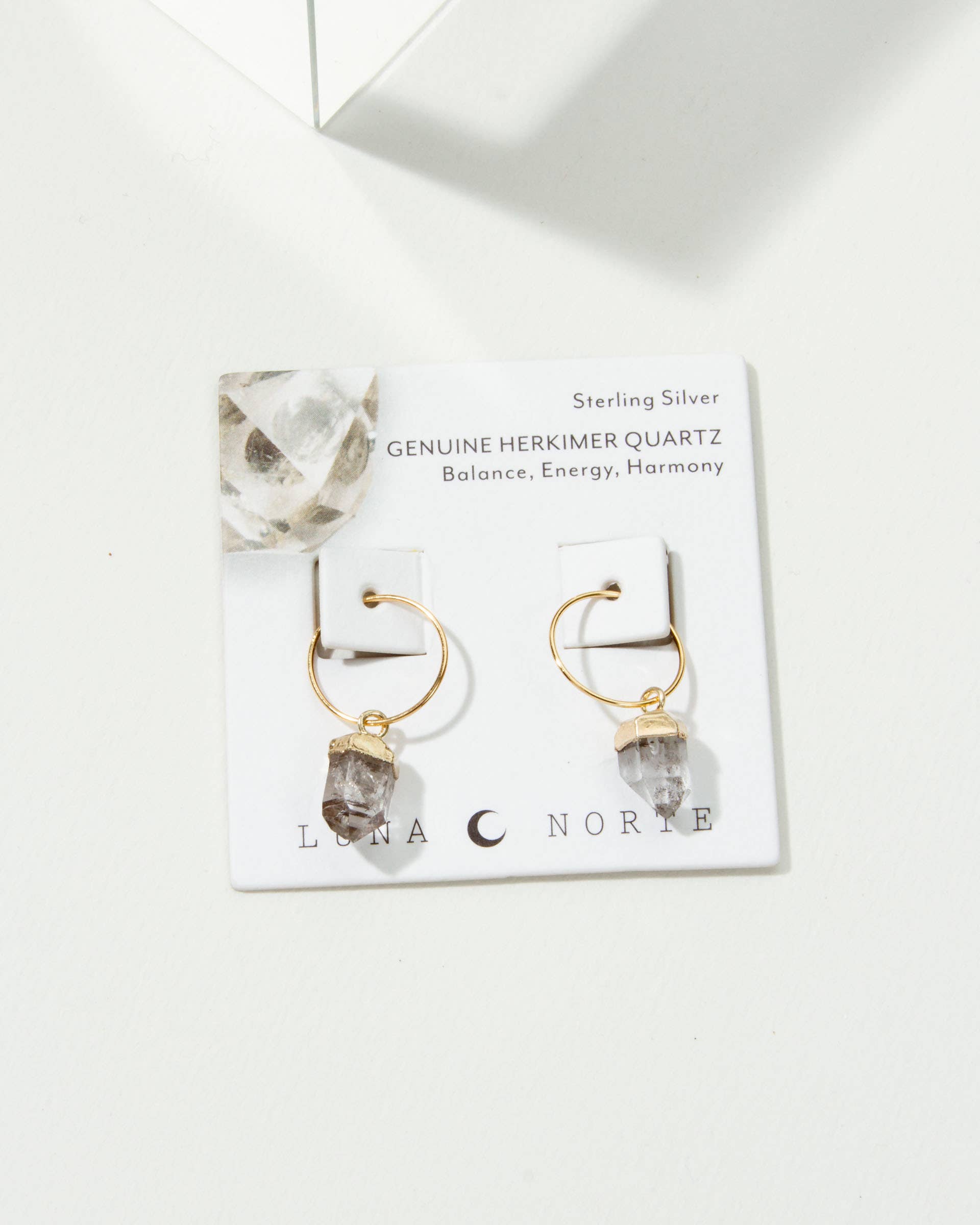Luna Norte - Wholesale Hoop Earrings - 14kt Sterling Silver Herkimer Quartz Mini Hoops2