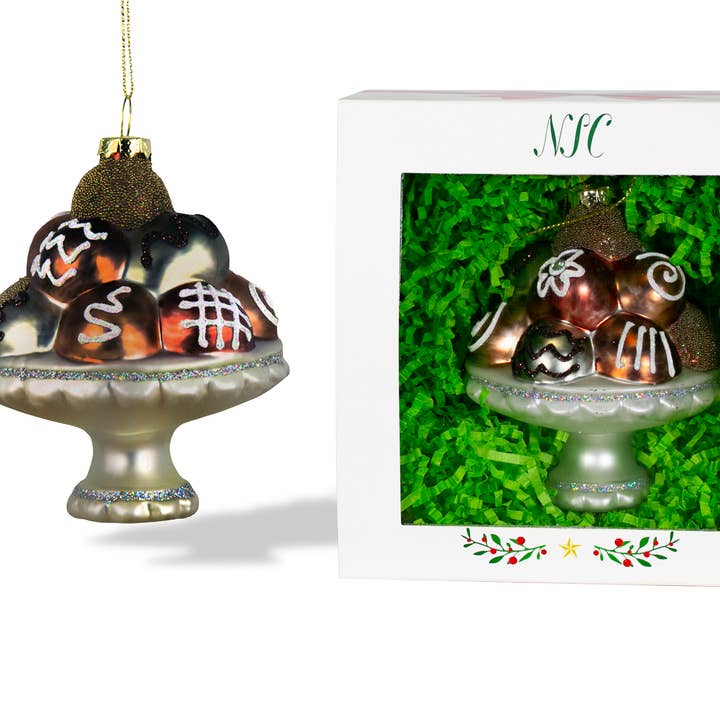 North Star Christmas | Dessert Tray Glass Ornament for wholesale by North Star Christmas