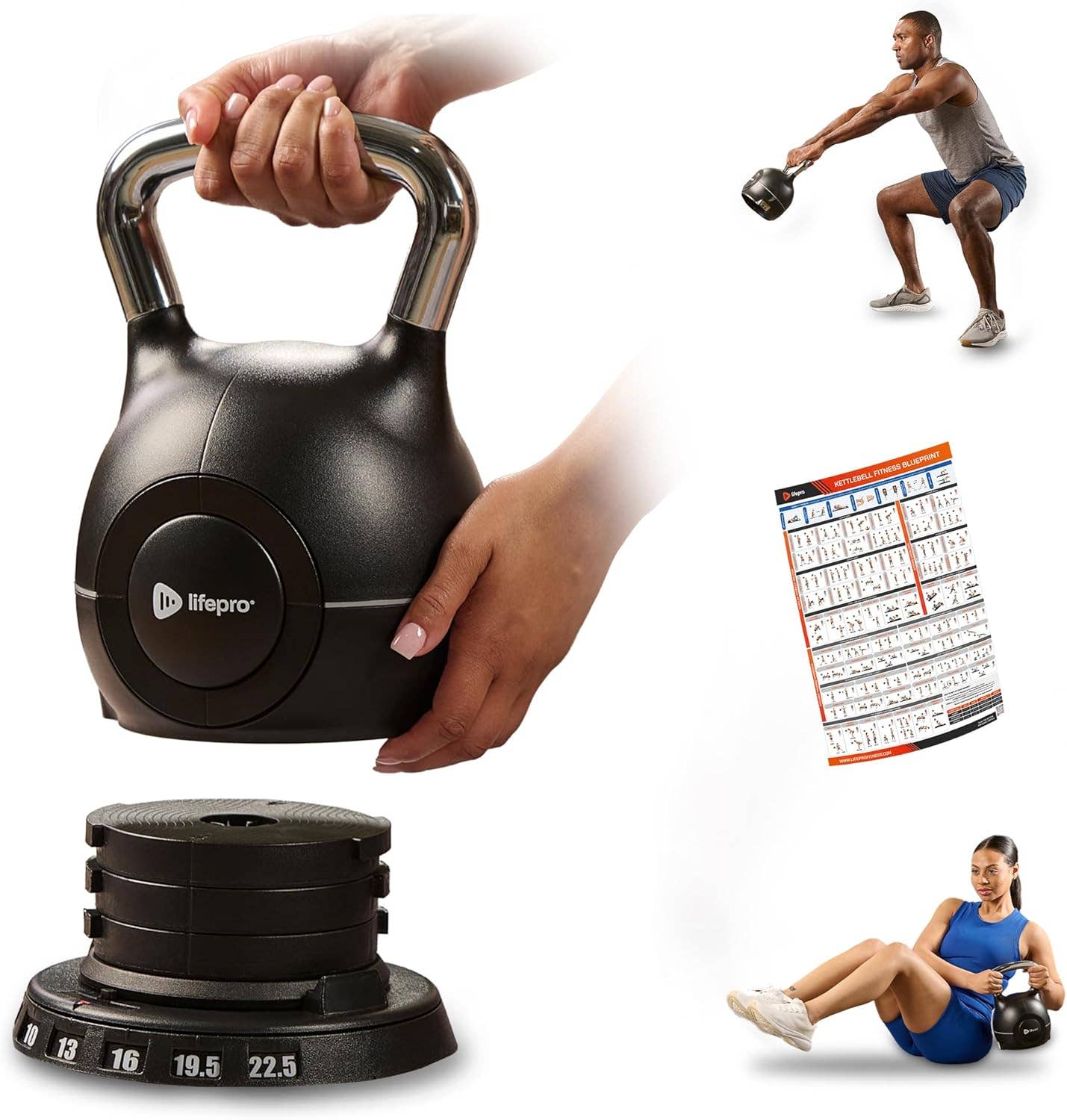 LifePro - Wholesale Fitness Equipment - Lifepro PowerStone 7-in-1 Adjustable Kettlebell (22.5 lb)0