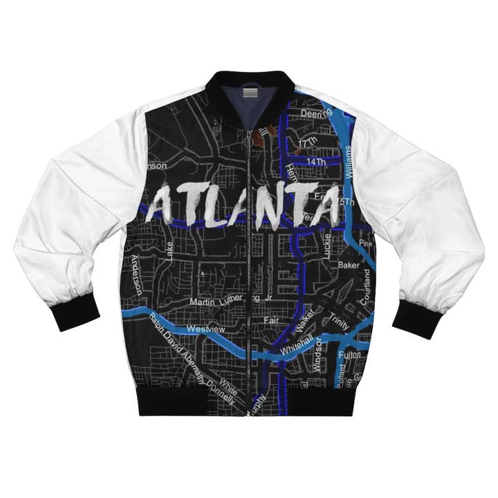 Atlanta Kimante All Black White Sleeves AOP Bomber Jacket for wholesale by Kimante Clothing
