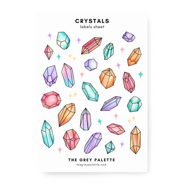 Crystals Sticker Sheet for wholesale by The Grey Palette
