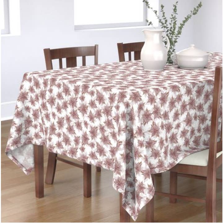 Poinsettia Tablecloth for wholesale by Fox & Willow Design Studio