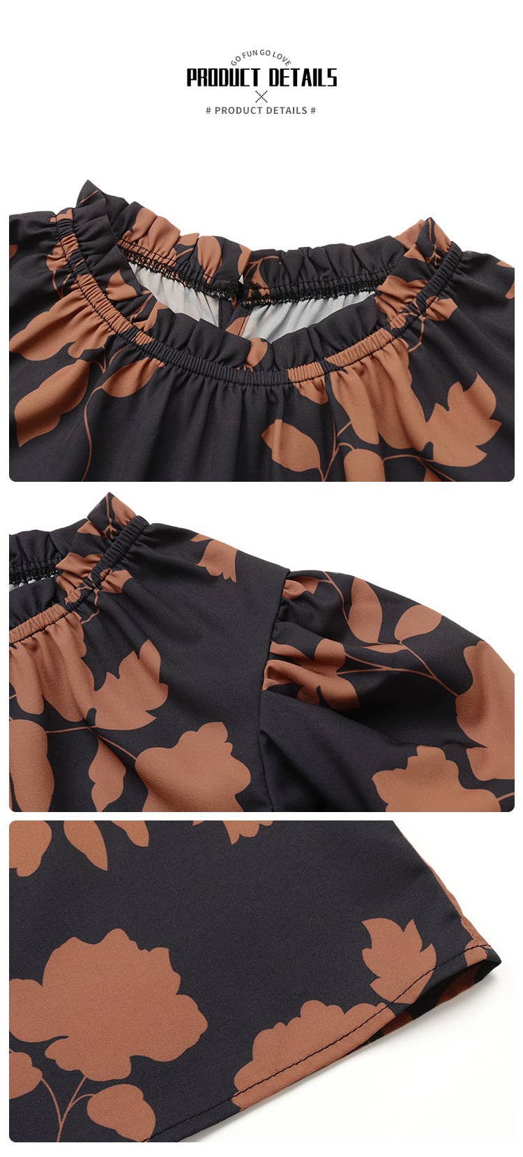 Black CWTBLS0684_PUFF SLEEVE PRINTED CREW NECK SHIRT TOP for wholesale on Faire5