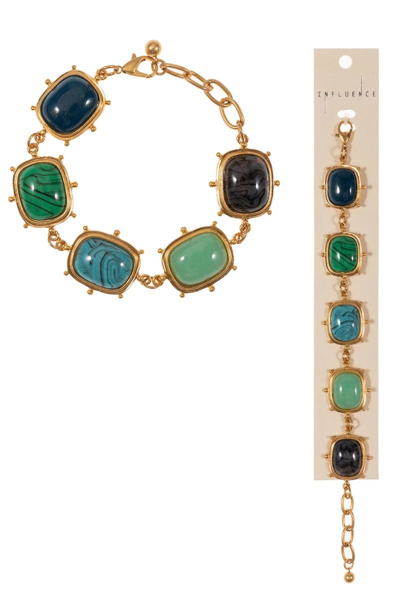 Designature New York - Vendita all'ingrosso Braccialetto con ciondolo/pendente - BRACCIALE CON CHIUSURA A STRATI IN RESINA EPOSSIDICA E PIETRA VINTAGE1