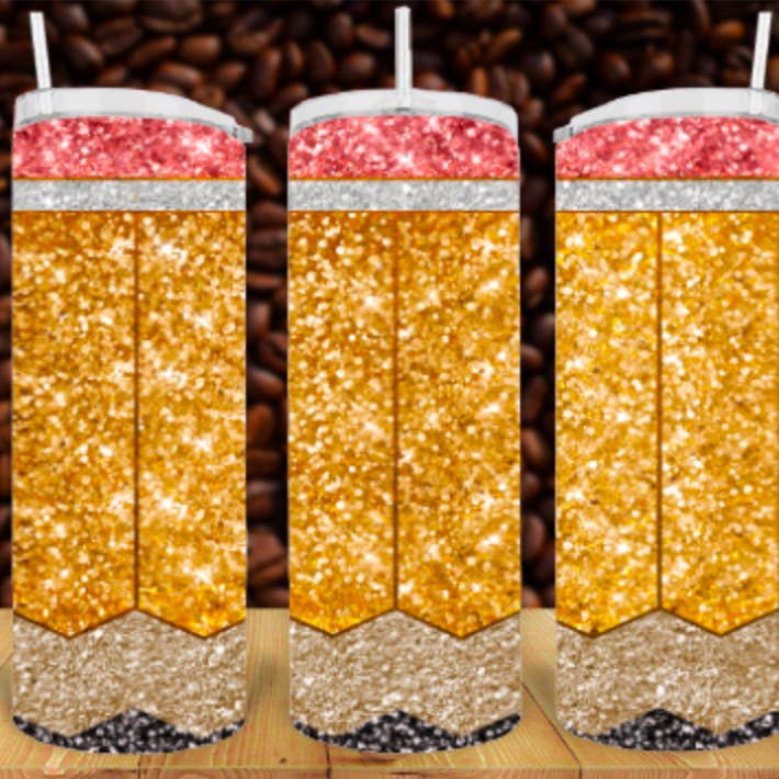 Glitter Pencil Tumbler for wholesale by Cheyenne Customs