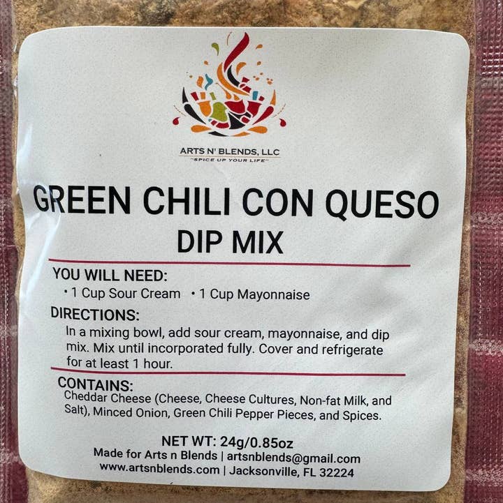 Arts N' Blends - Wholesale Dip - Green Chili Con Queso (with cheese) Dip Mix0