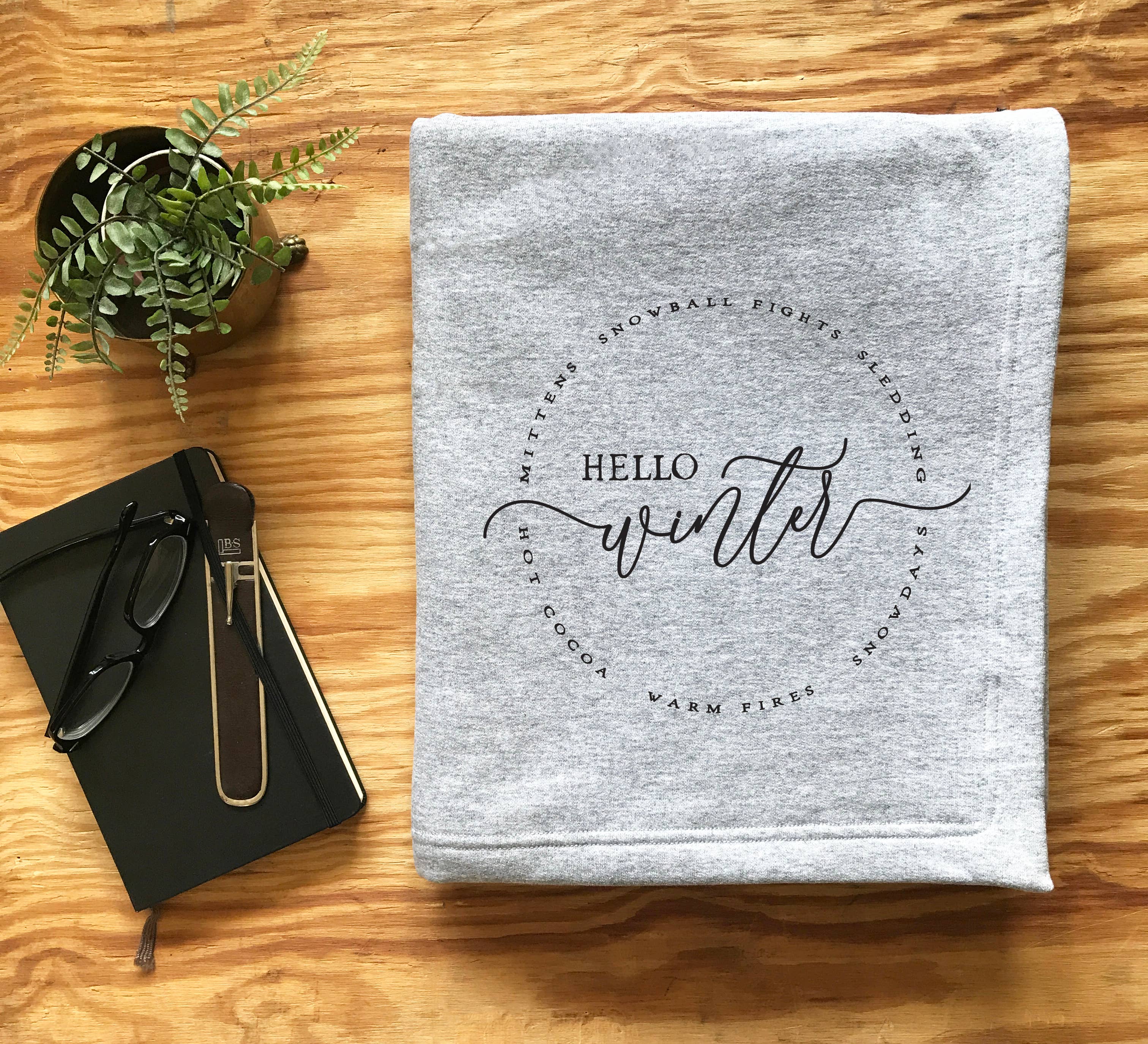 Perfect Day Print Co - Wholesale Throw Blanket - Christmas Sweatshirt Blanket - Hello Winter