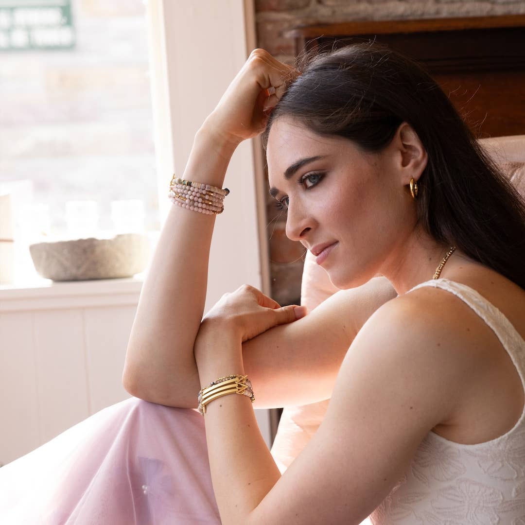 Scout Curated Wears - Wholesale Beaded Bracelet - Hidden Message Bracelet - Strong AF/Amethyst/Gold1