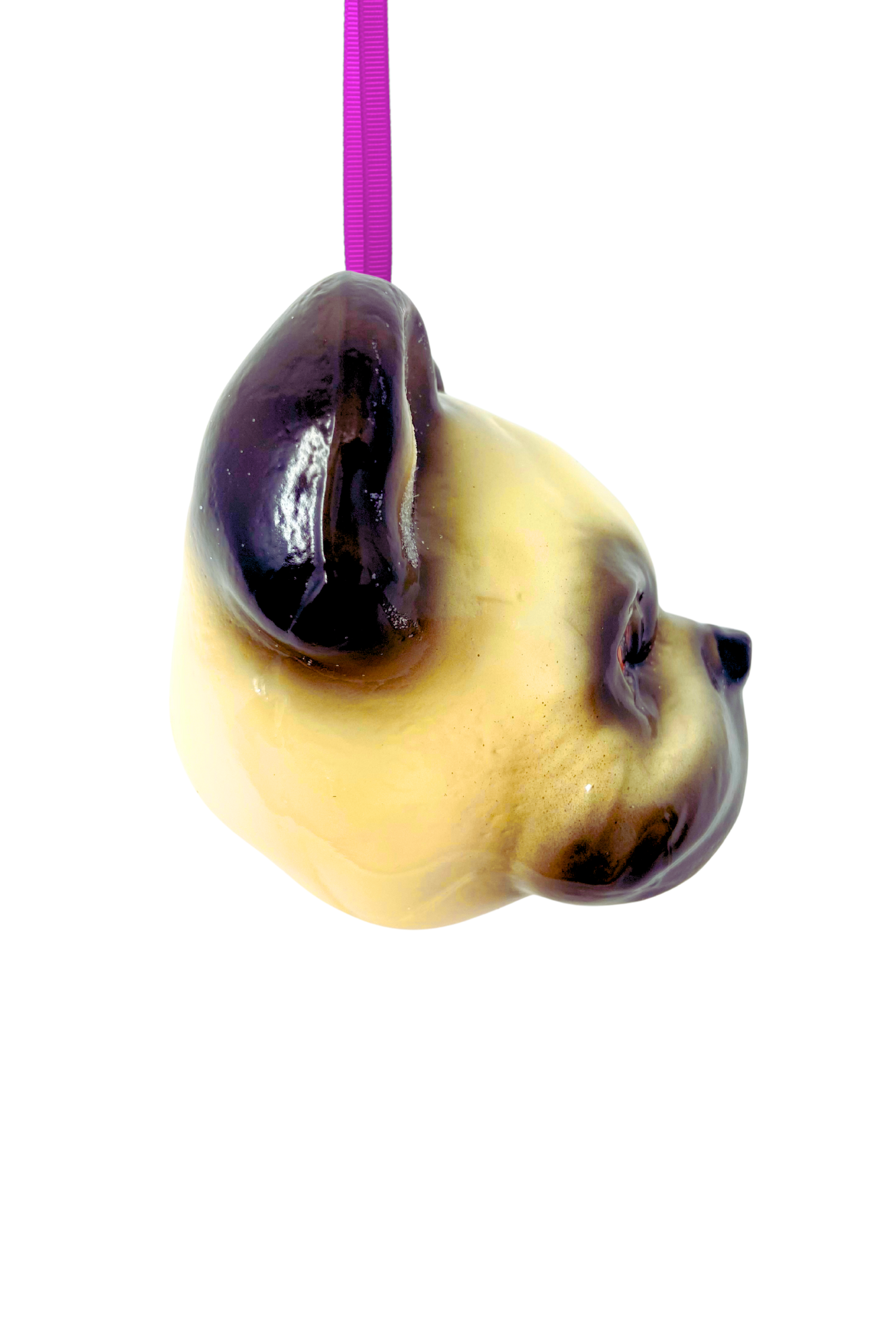 Kenzies of London - Wholesale Ornament - Frenchie Dog Head Glass Christmas Ornament French Bulldog D2