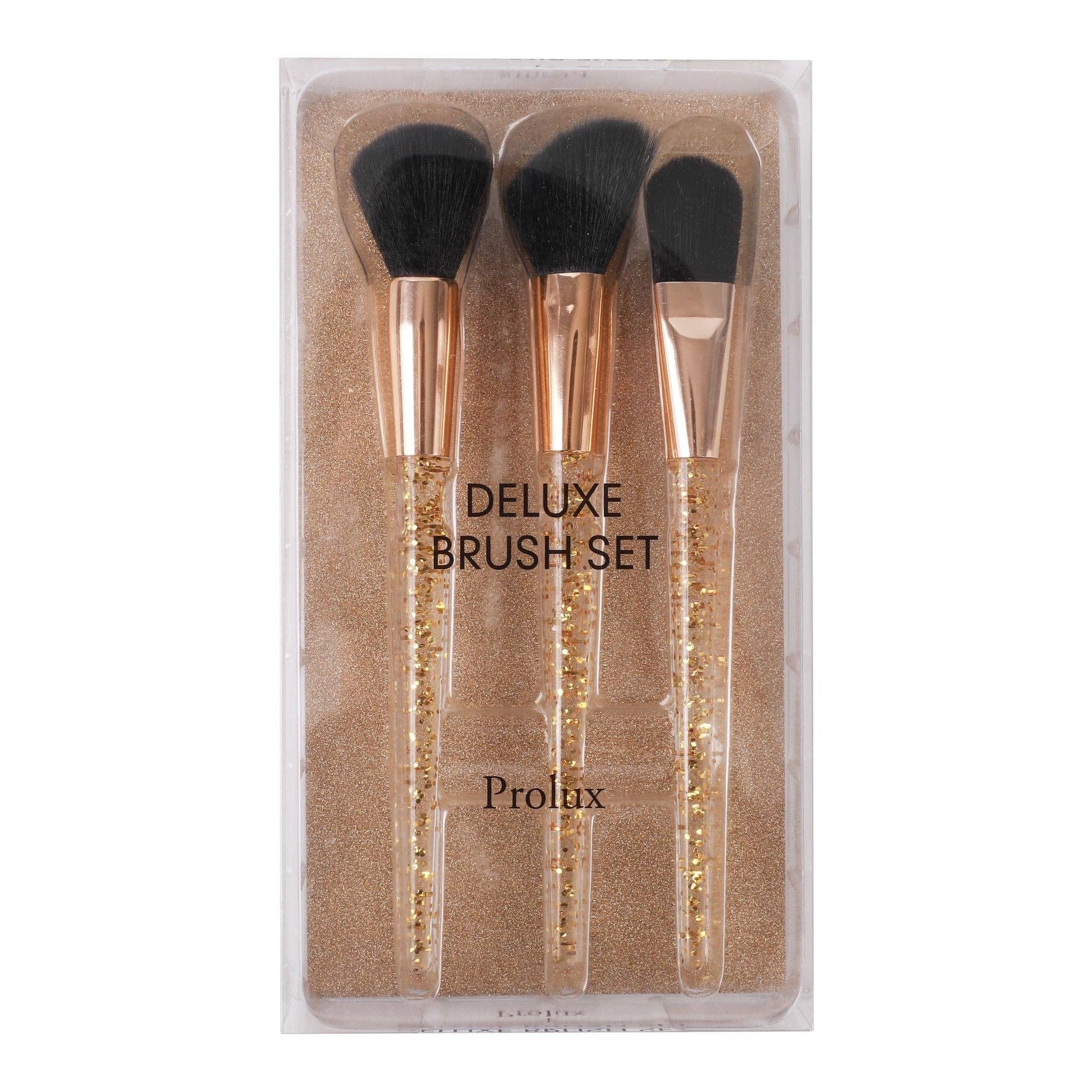 VIAI Beauty - Wholesale Makeup Brush Set - PROLUX Gold Flakes 3-Piece Brush Set4