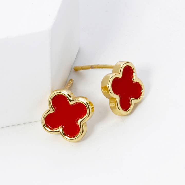 Sensibling Corp. - Wholesale Stud/Post Earrings - Gold Dipped Quatrefoil Stud Earrings5