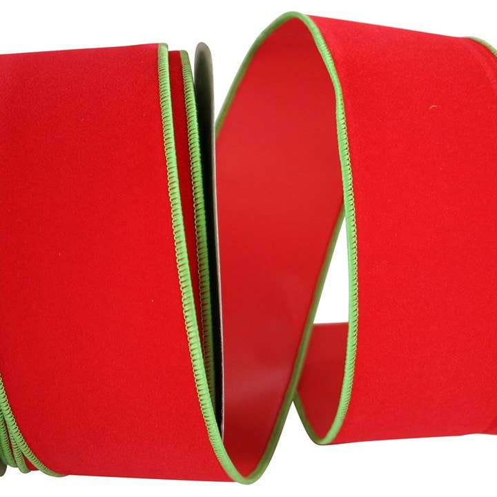 2-1/2 inch Velvet Merrowed Wired Edge - Hot Red/Lime 605 for wholesale on Faire