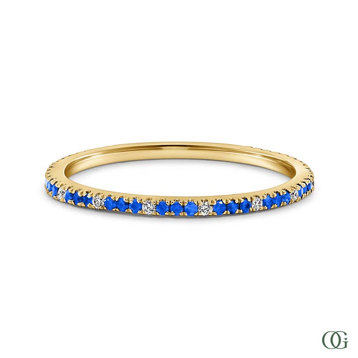 Safir og Rund Diamant Evighedsring (0,21 CTW) for engroshandel hos Orchid Gems Fine Jewelry