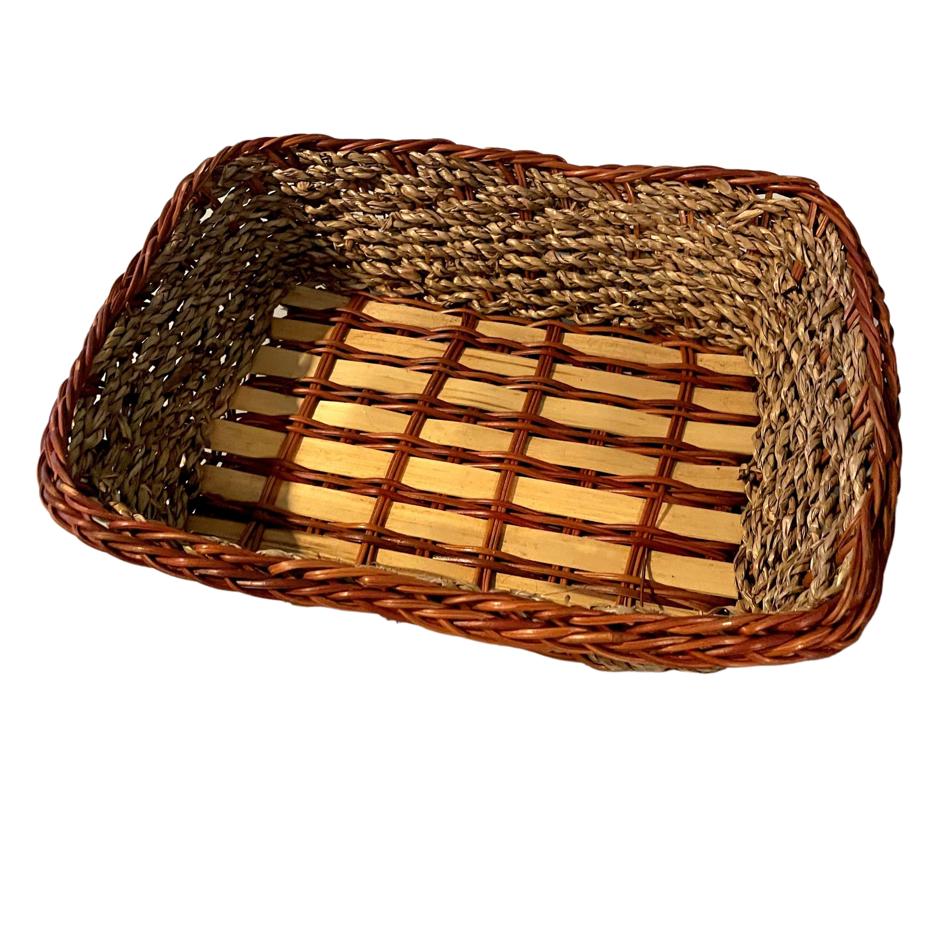 TOA Waters – wholesale Basket – Seagrass/Bamboo Rectangular Basket Tray (11.25" x 9" x 3")2