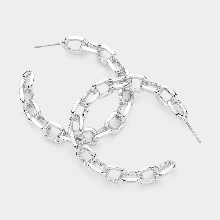 Metal Chain Half Hoop Earrings for wholesale by Sensibling Corp.