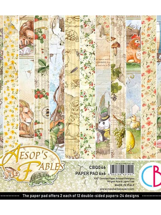 Bloc de papel Ciao Bella Aesop's Fables, 6 pulgadas x 6 pulgadas, 24 unidades para venta al por mayor de Ecstasy Crafts Distributing