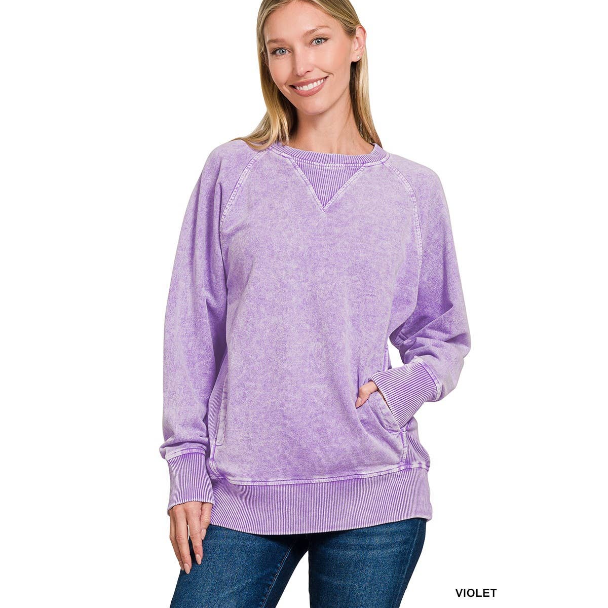 Apolline – Engroshandel Sweatshirt - Dame – Halo-vasket fransk frotté pullover med rund hals10