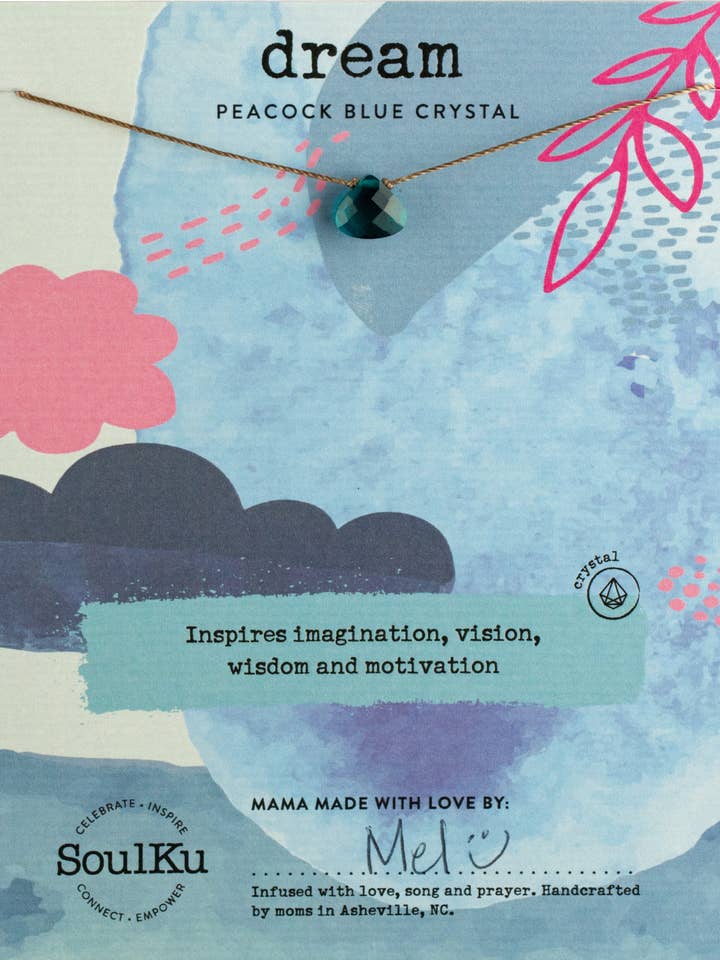 Peacock Blue Crystal Soul Shine Necklace for Dream for wholesale by SoulKu
