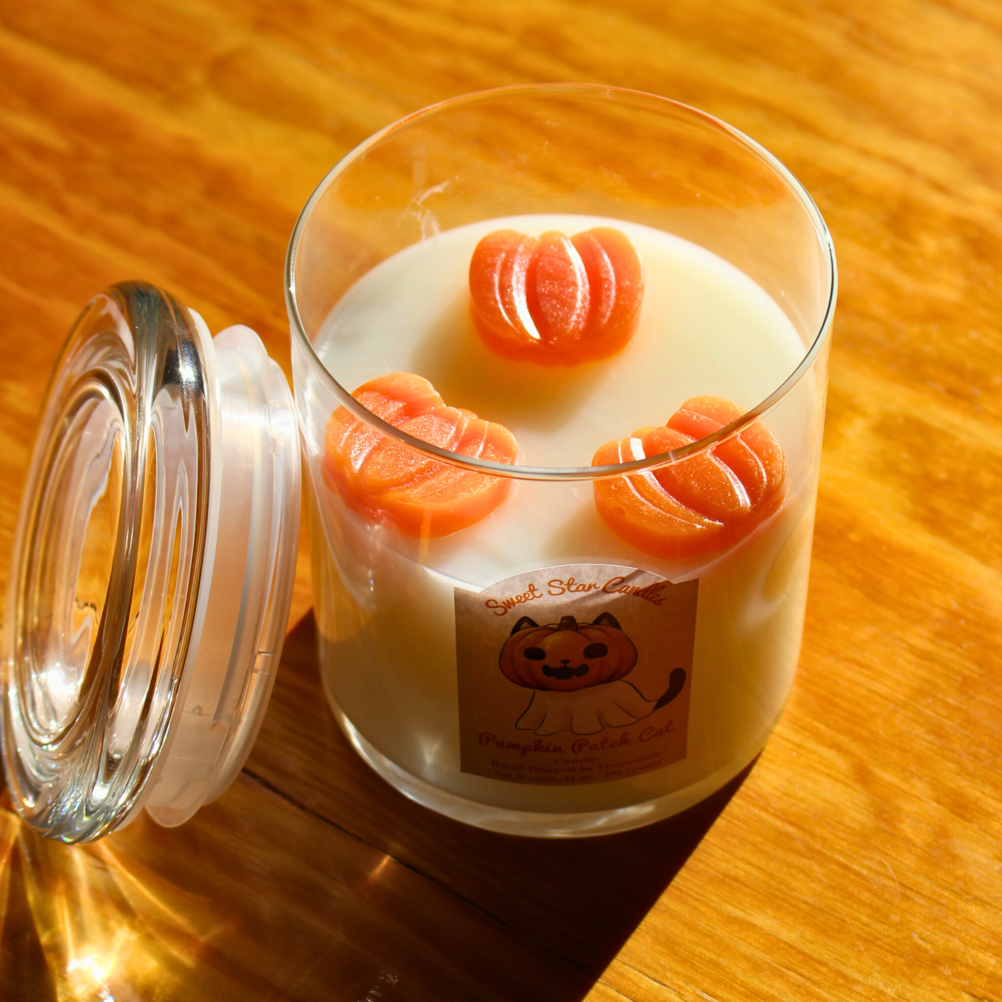 Sweet Star Candles - Wholesale Flameless Candle - Wickless Flameless Candle Pumpkin Patch Cat Scented | 14 oz3