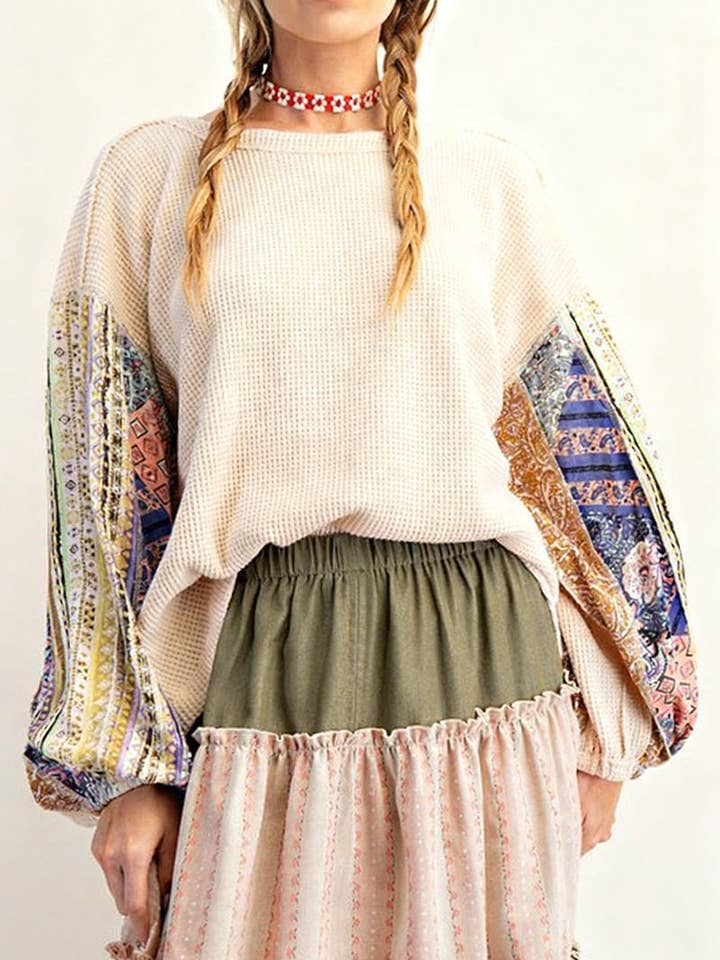 Mönstrad ärm avslappnad sweatshirt för wholesale av Mccolin