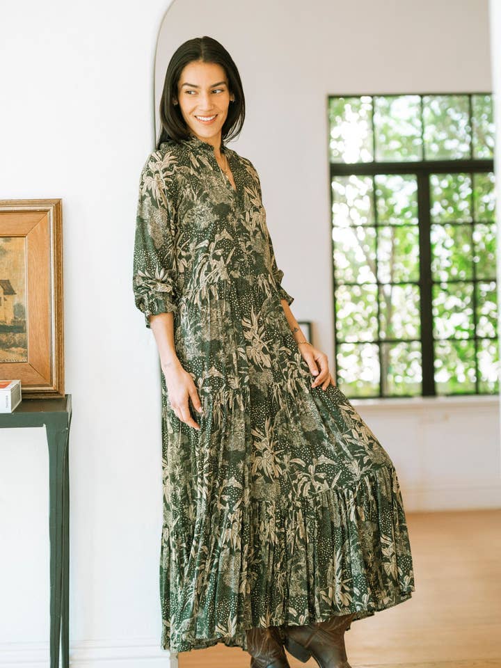 SIENNA MAXI IN THE DARK FOREST PRINT for wholesale by Roma Label