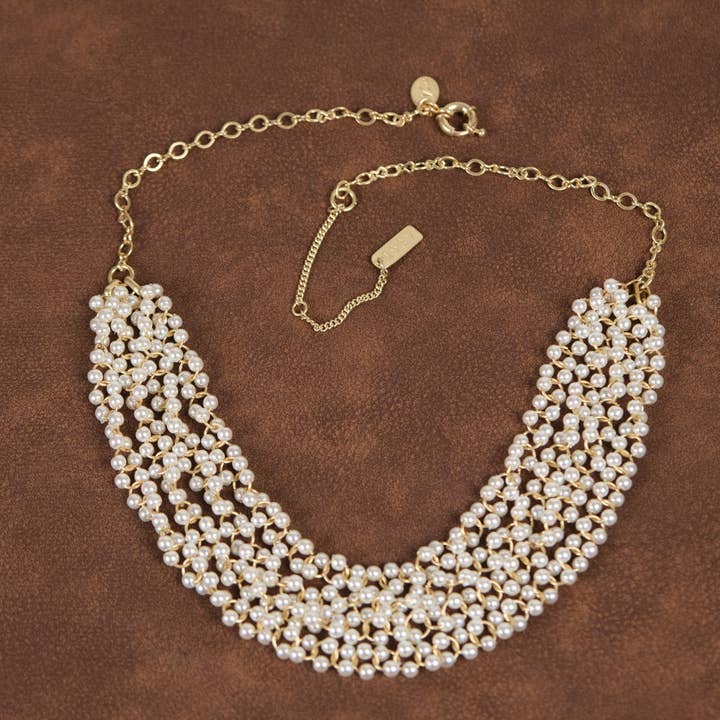 Vintage Elegant 18K Real Gold-Plated Pearl Necklace for wholesale by GirlyPirateCo