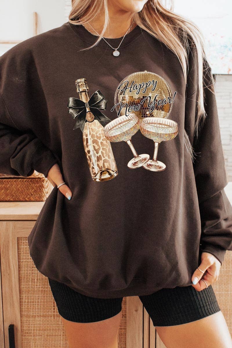 Pink Irene Wholesale - Wholesale Shirt - Women's - Cheers Champagne Graphic Sweatshirt1