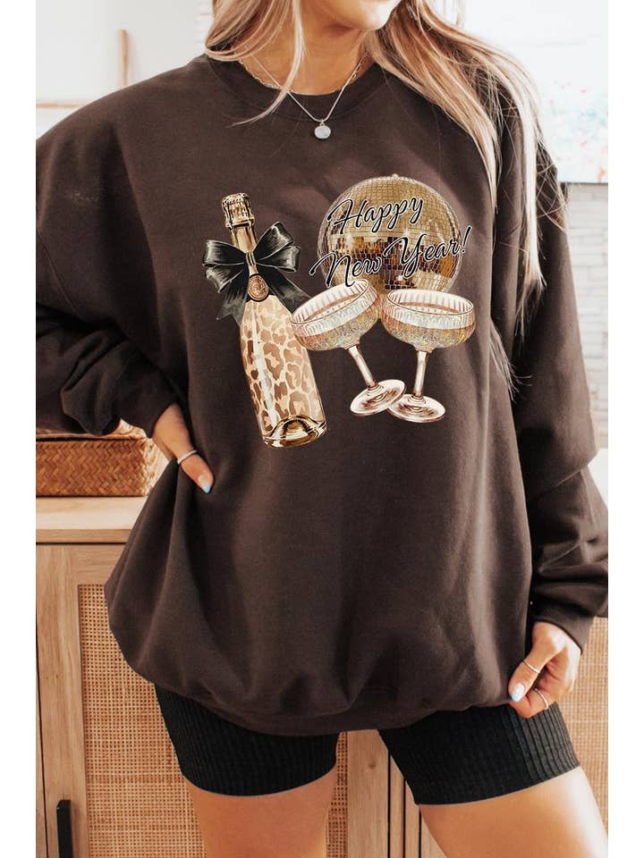 Pink Irene Wholesale - Wholesale Shirt - Women's - Cheers Champagne Graphic Sweatshirt1