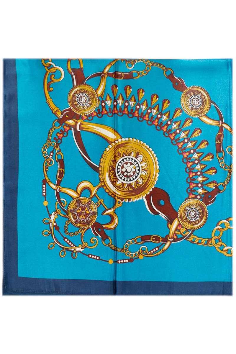 ASSORTED Two Tone Royal Emblem Print Faux Silk Square Scarf for wholesale on Faire7