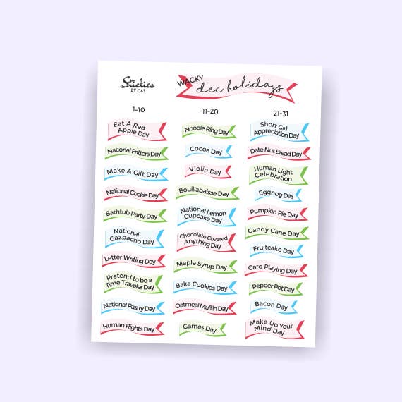 September Wacky Holidays for wholesale by Stickies by C&S