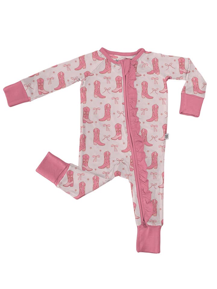 Cowgirl Boots & Bows - Convertible Zip PJs w/ Ruffles for wholesale by Goosies