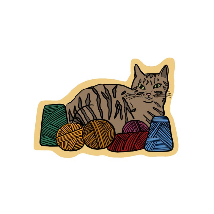 Made by Nilina - Vente Autocollant - Fil Chat Autocollant Tricotage Crochet Tissage Tufting Fibre