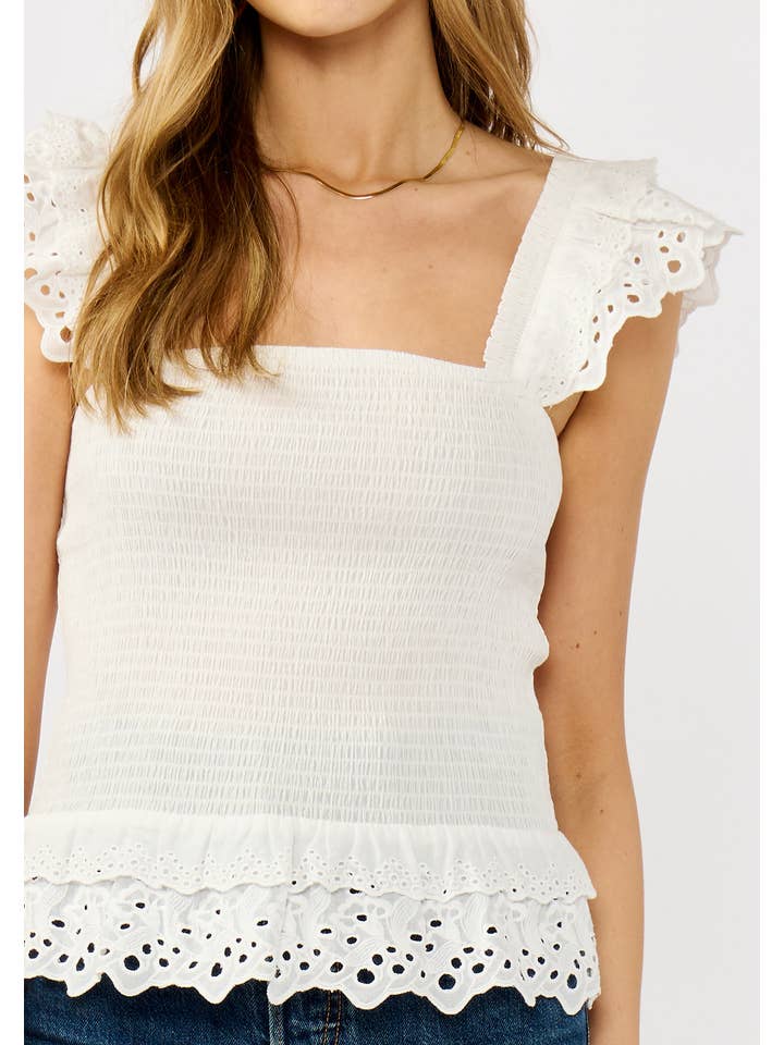 Lovestitch - Wholesale Blouse - Women's - Smocked Scallop Lace Ruffle Top8