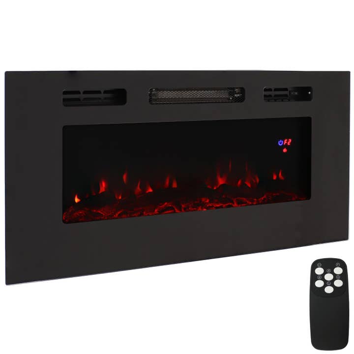 Sunnydaze Decor - Wholesale Fireplace Screen - 40 in Sophisticated Hearth Indoor Electric Fireplace - Black1
