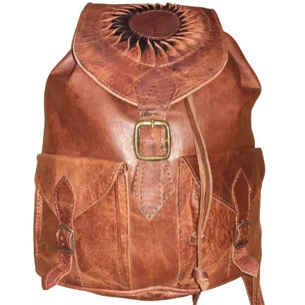 Marrakech double pocket medium size backpack Sol for wholesale by Hecho a mano