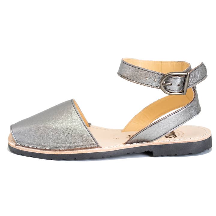 Pons Shoes - Bride Classique Métallique - Étain pour la vente par Pons