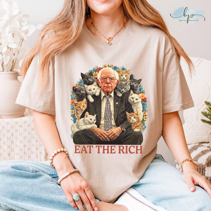 CVH DREAMY LTD - Vente Sweat-shirt à imprimés – femme - T-shirt Bernie Sanders Mangez les Riches, Tournée Contre l'Oligarchie