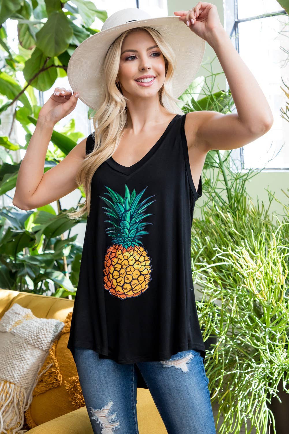 LA Soul - Wholesale Tunic - Women's - Pineapple Print Flowy Tanktops1