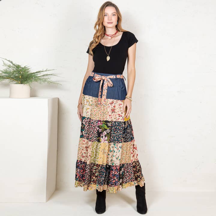 Western Boho Chic: Denim midi Skirt ALSO IN PLUS for wholesale on Faire
