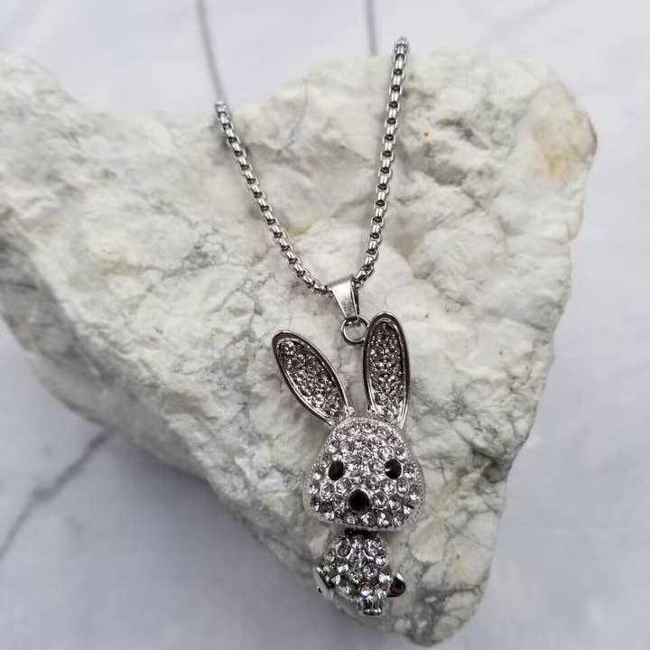 Glitter Full Crystal Bunny Necklace for wholesale by The Pretty Jewellery