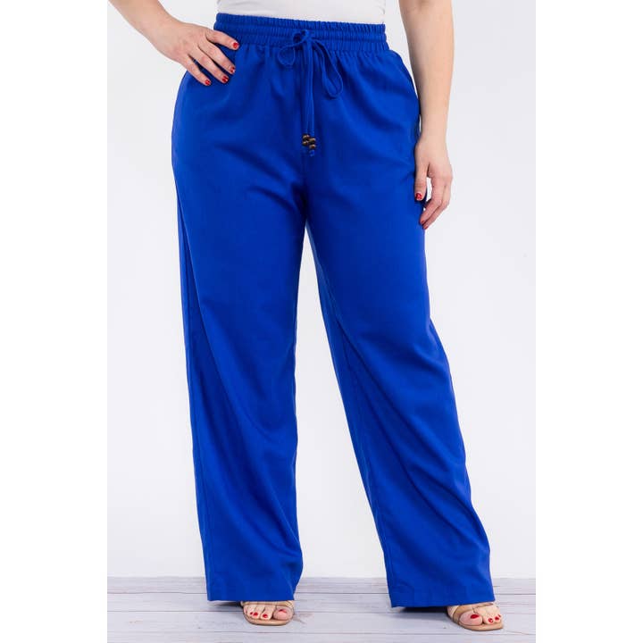 PANTALON À JAMBES LARGES À TAILLE ÉLASTIQUE GRANDE TAILLE pour la vente par Curve Market