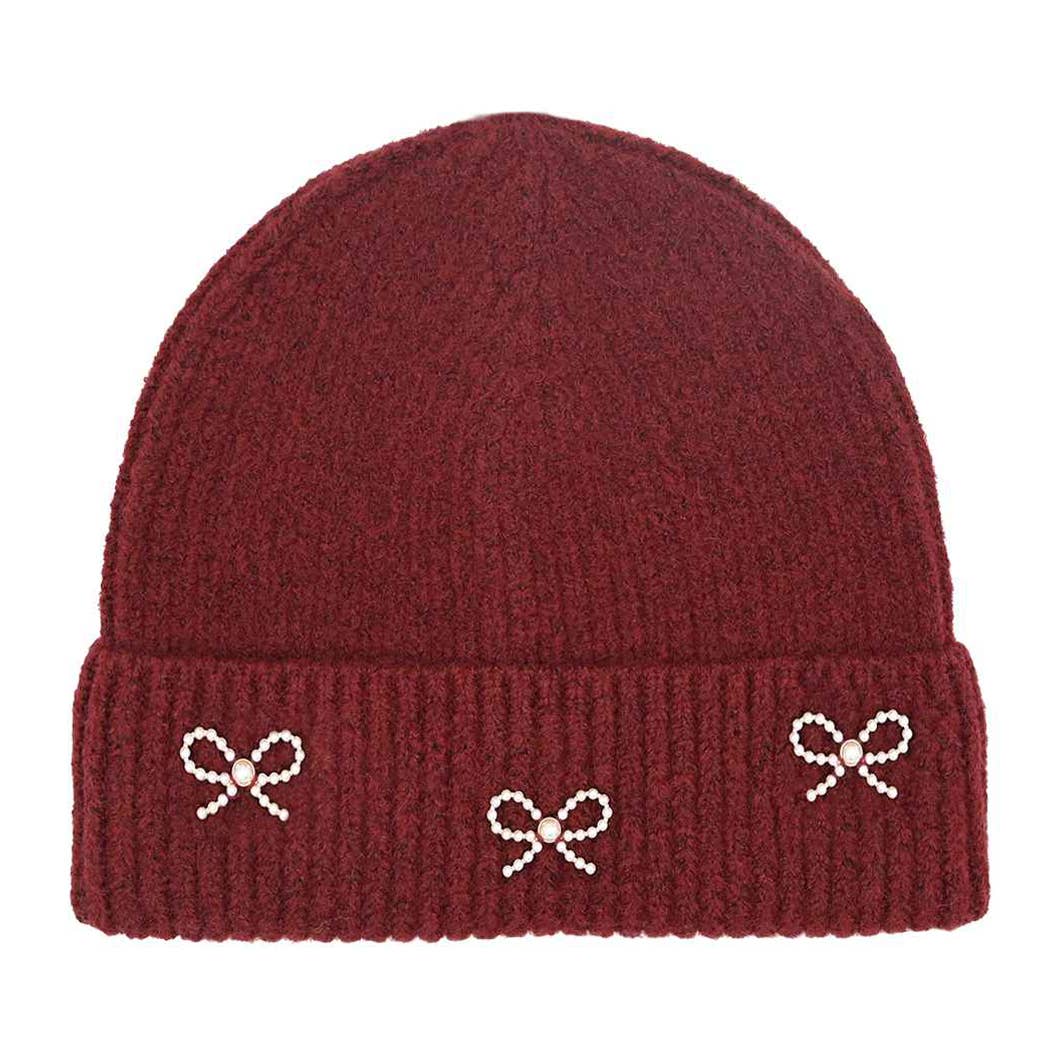 Fashion City - Venta al por mayor Gorro de lana - Unisex - Gorro con estampado de lazo en forma de perla6