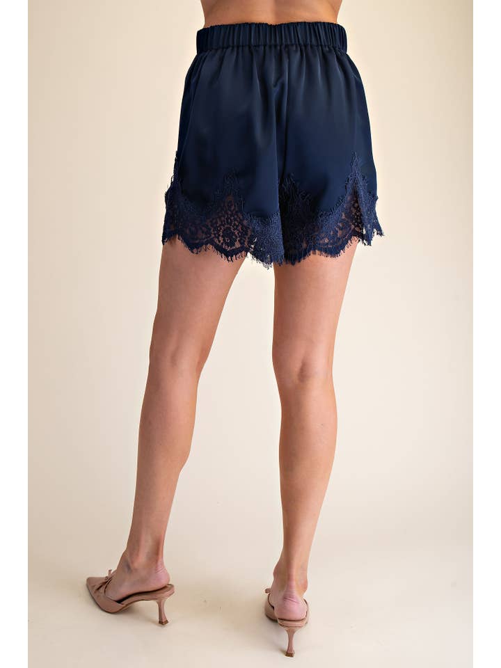 Glam - Wholesale Shorts - Women's - Satin Short With Lace Trim Detail Short16