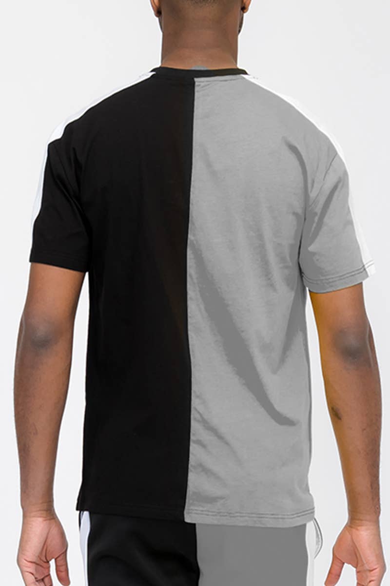 WEIV - Wholesale T-Shirt - Men's - Two Tone Slice Color Block Tshirt6