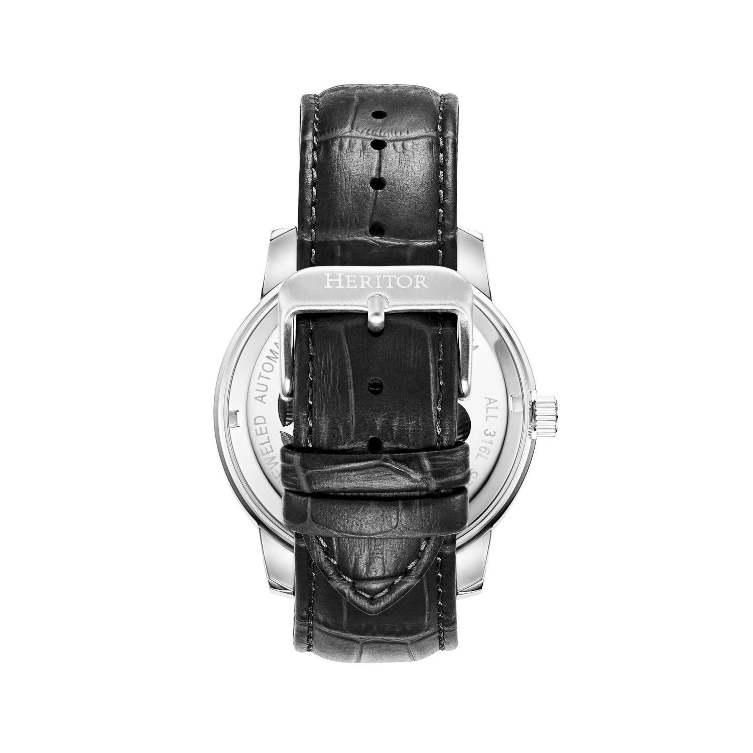 Heritor Automatic - Wholesale Wrist Watch - Men's - Heritor Automatic Emmanuel Semi-Skeleton Leather-Band Watch1