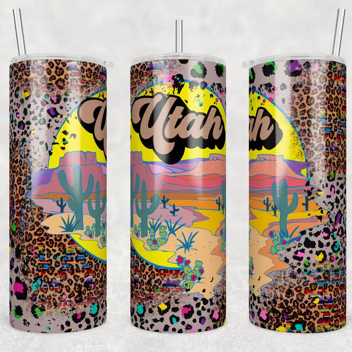 Utah Leopard 20 oz sublimering Tumbler for engroshandel hos Twisted T Creations